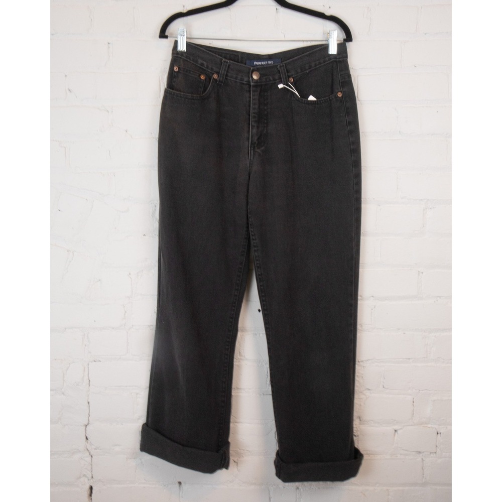 Bill Blass Jeanswear Perfect Fit Vintage High Waisted Black Straight Leg Jeans 6